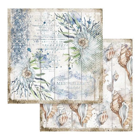 34841A16-11B5-4138-9469-EA399301E2AA Stamperia Romantic Sea Dream SHELLS SBB787 12"X12" Scrapbook Paper - Image 1