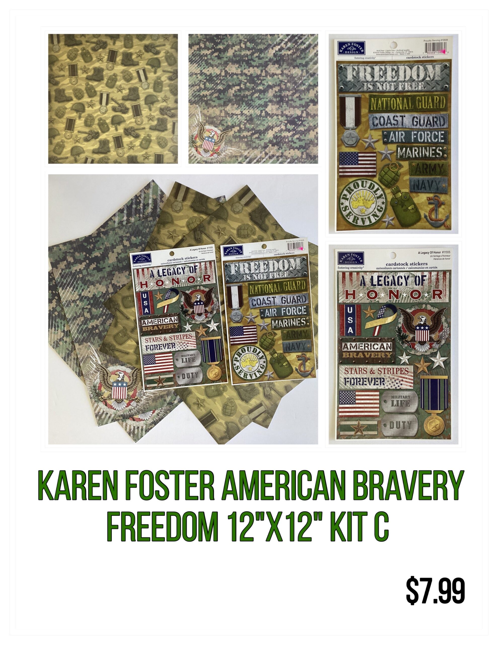 35F4C37A-164A-4B0D-8C26-520CCAFE8E49 Karen Foster AMERICAN BRAVERY FREEDOM C 12"X12" Paper & Stickers 6pc - Image 1