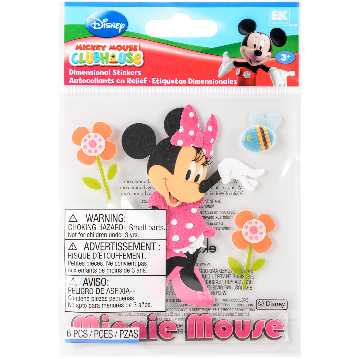 364542PK Ek Success Disney MINNIE MOUSE Stickers 6pc - Image 1