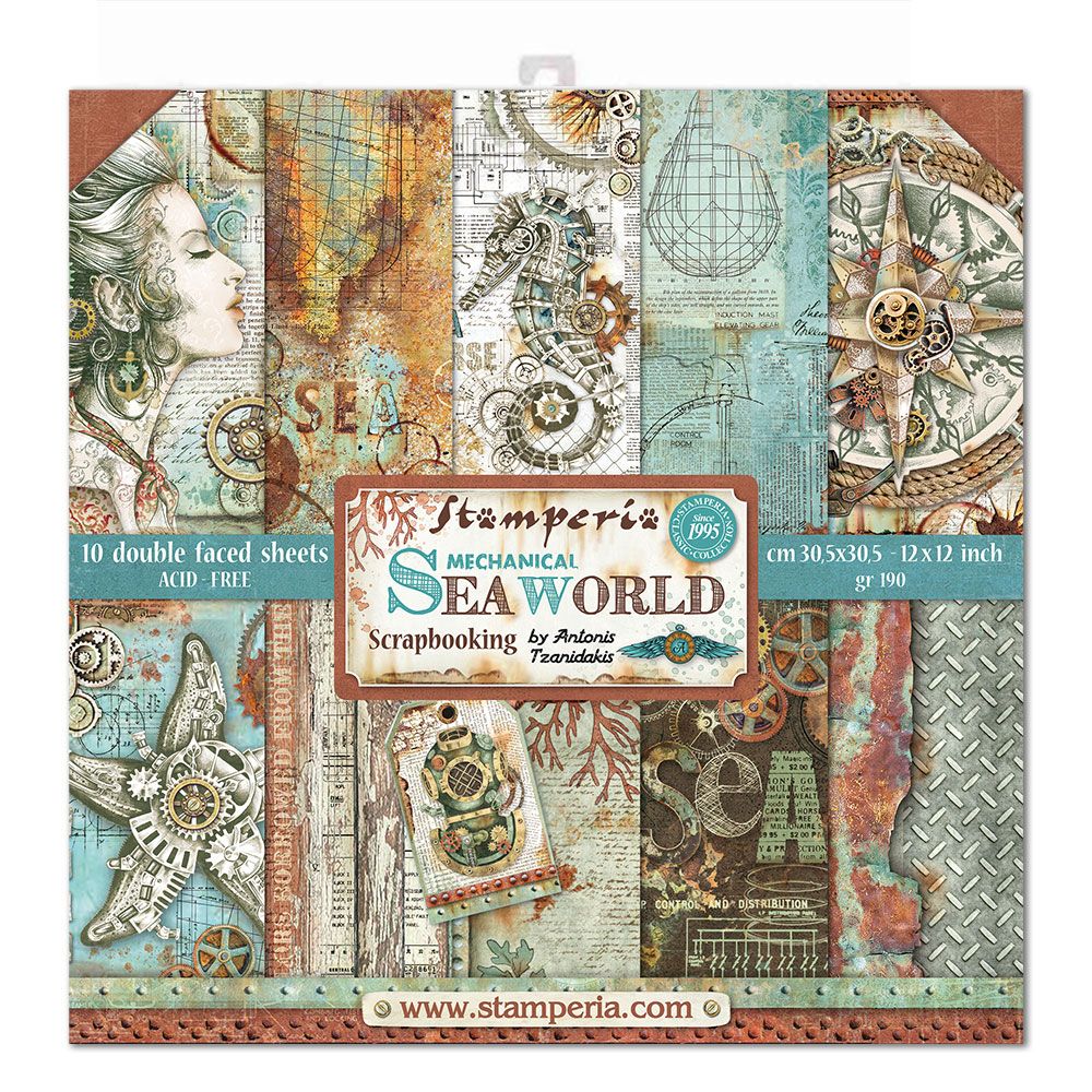 374D137E-6751-4965-8DF5-410A1230C30D Stamperia MECHANICAL SEA WORLD 12"X12" Paper Pad - Image 1