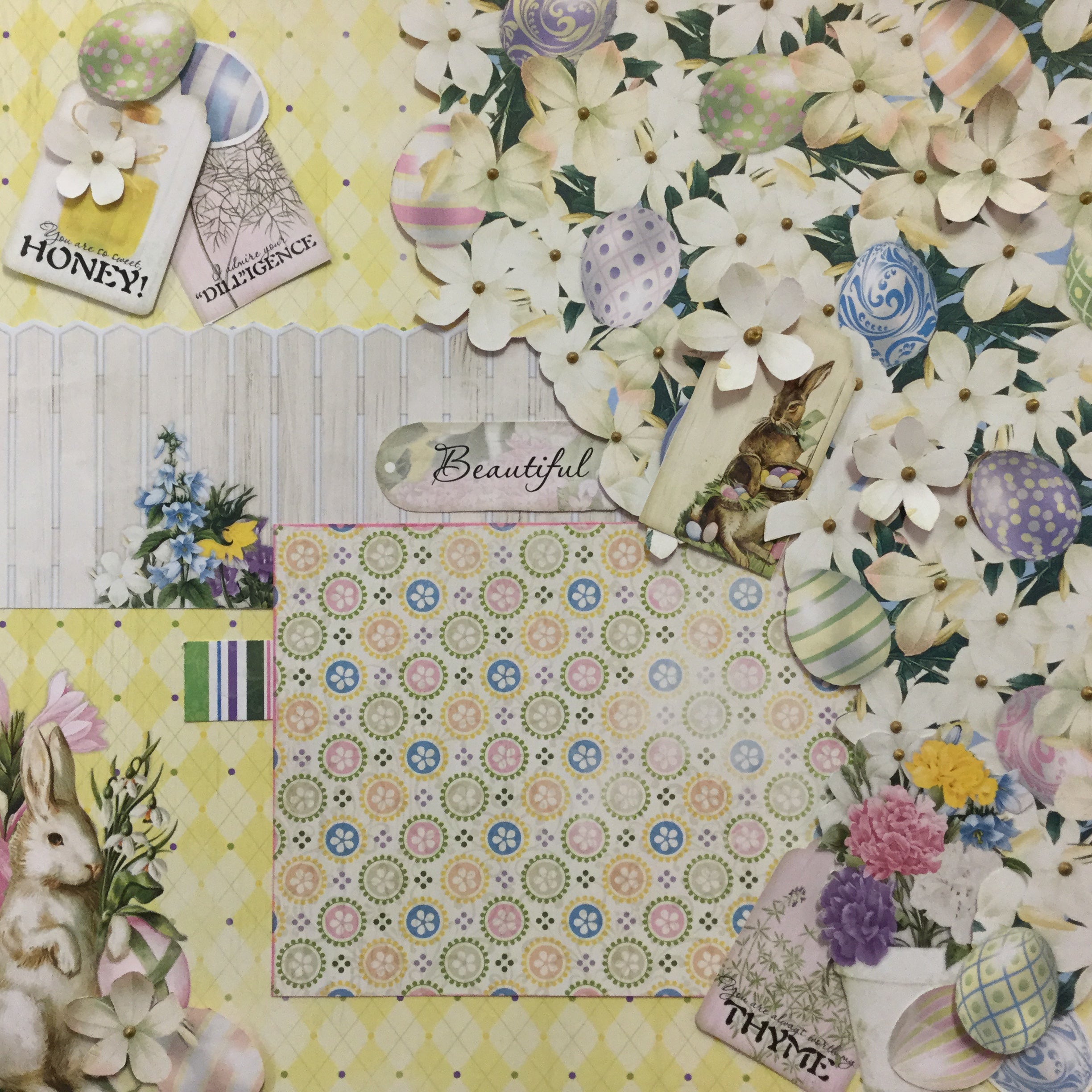 388D389C-668B-42CE-BB68-07910459052D Bo Bunny BEAUTIFUL COTTONTAIL Single Layout Page Kit - Image 1