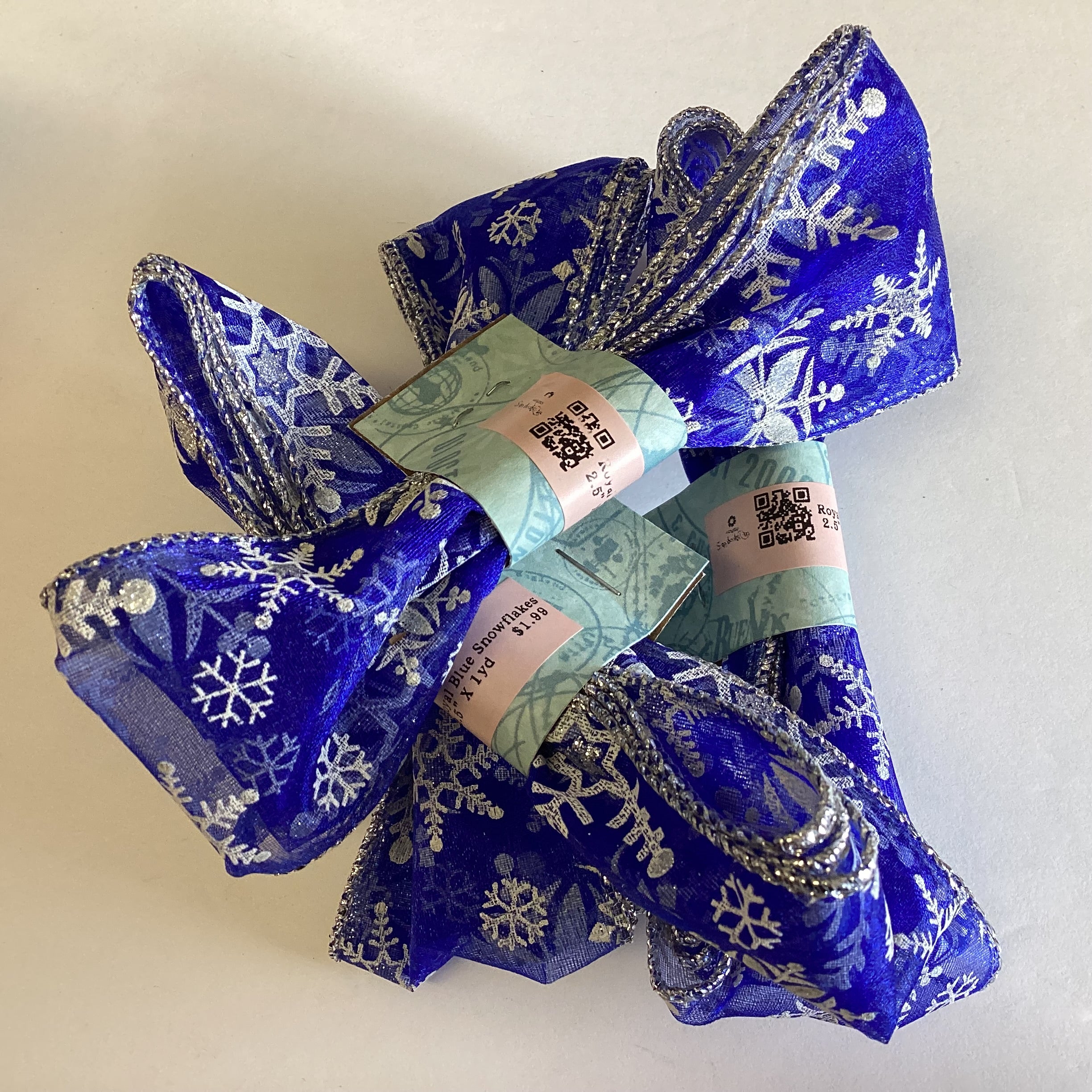 3944F7DF-34DC-4774-B033-C85AEB3C9149 Scrapbooksrus Vintage ROYAL BLUE SNOWFLAKE Ribbon Trim 2.5”X1yd - Image 1