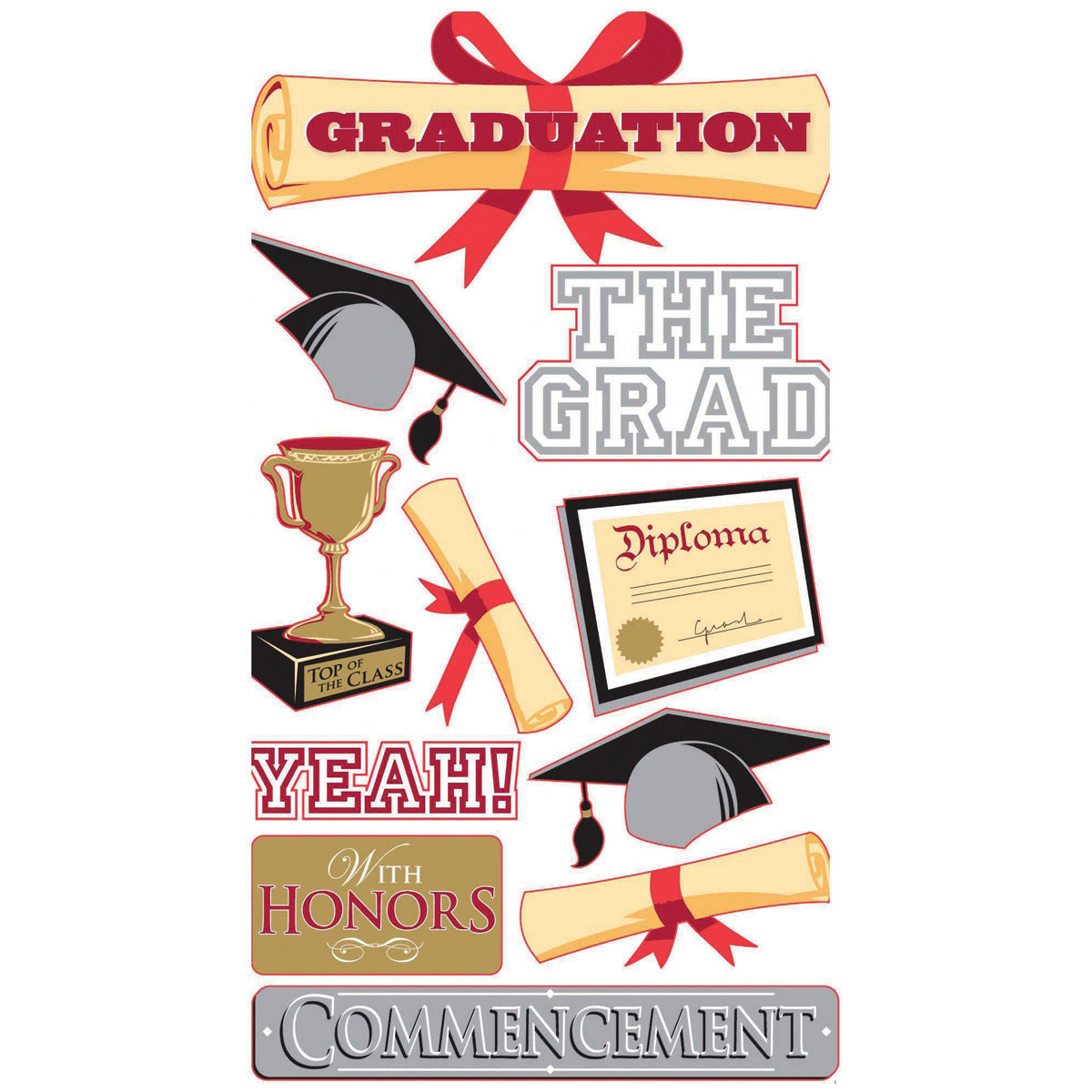 396026PR Ek Success THE GRAD Sticko Dimensional Stickers 11pc - Image 1