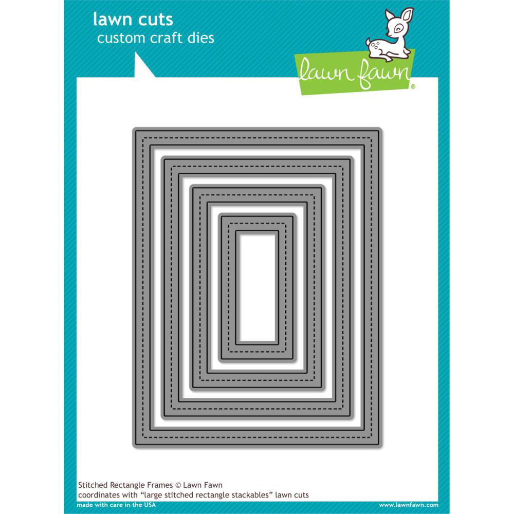 39DBB099-FFCD-4F98-AB5C-6D4ACA18BE6E Lawn Fawn Cuts STITCHED RECTANGLE FRAMES Custom Craft Dies 4pc - Image 1