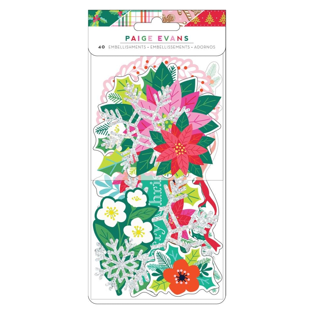 3EEBE020-FB6B-4842-8366-5202C7AD0769 Paige Evans SUGARPLUM WISHES DIECUT EMBELLISHMENTS Poinsettia 40pc - Image 1