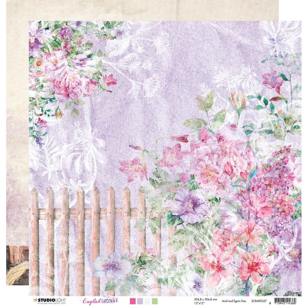 3FF01B92-90C5-4E45-9A0E-0541027F029C Studio Light ENGLISH GARDEN 1 12”x12” Scrapbook Paper - Image 1