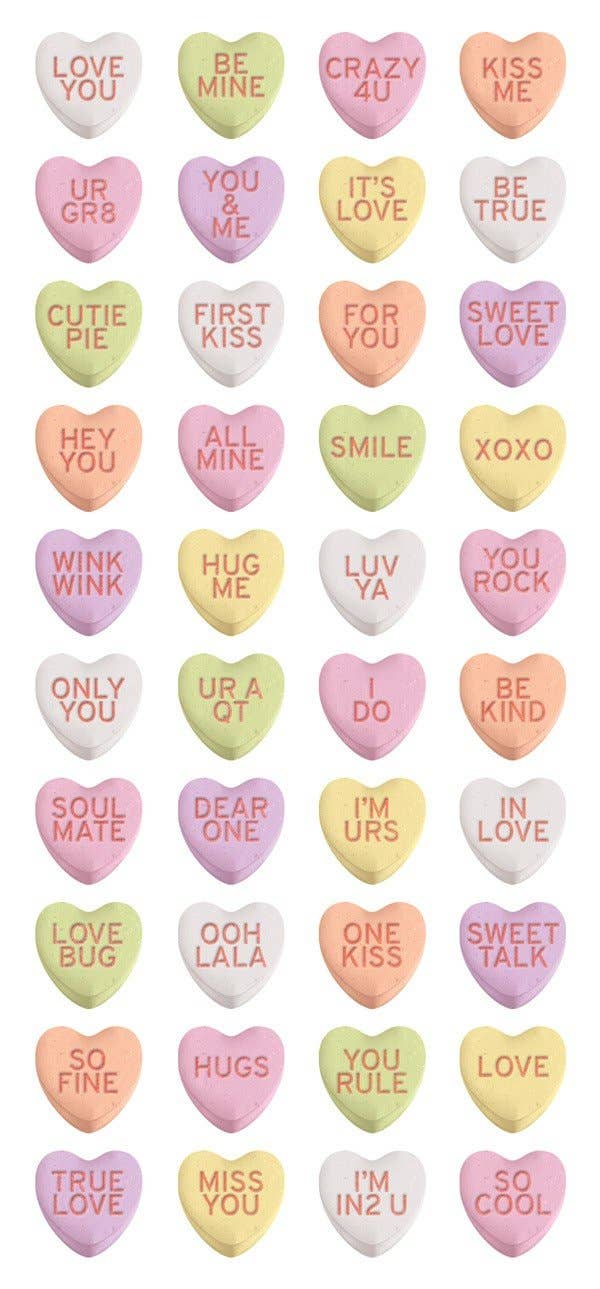 40255fd35df9282bf6fce5c82c0d33a61c6793e218913164bedfe33618efe2d6 Paper House HEART CANDIES Puffy Sticker - Image 1