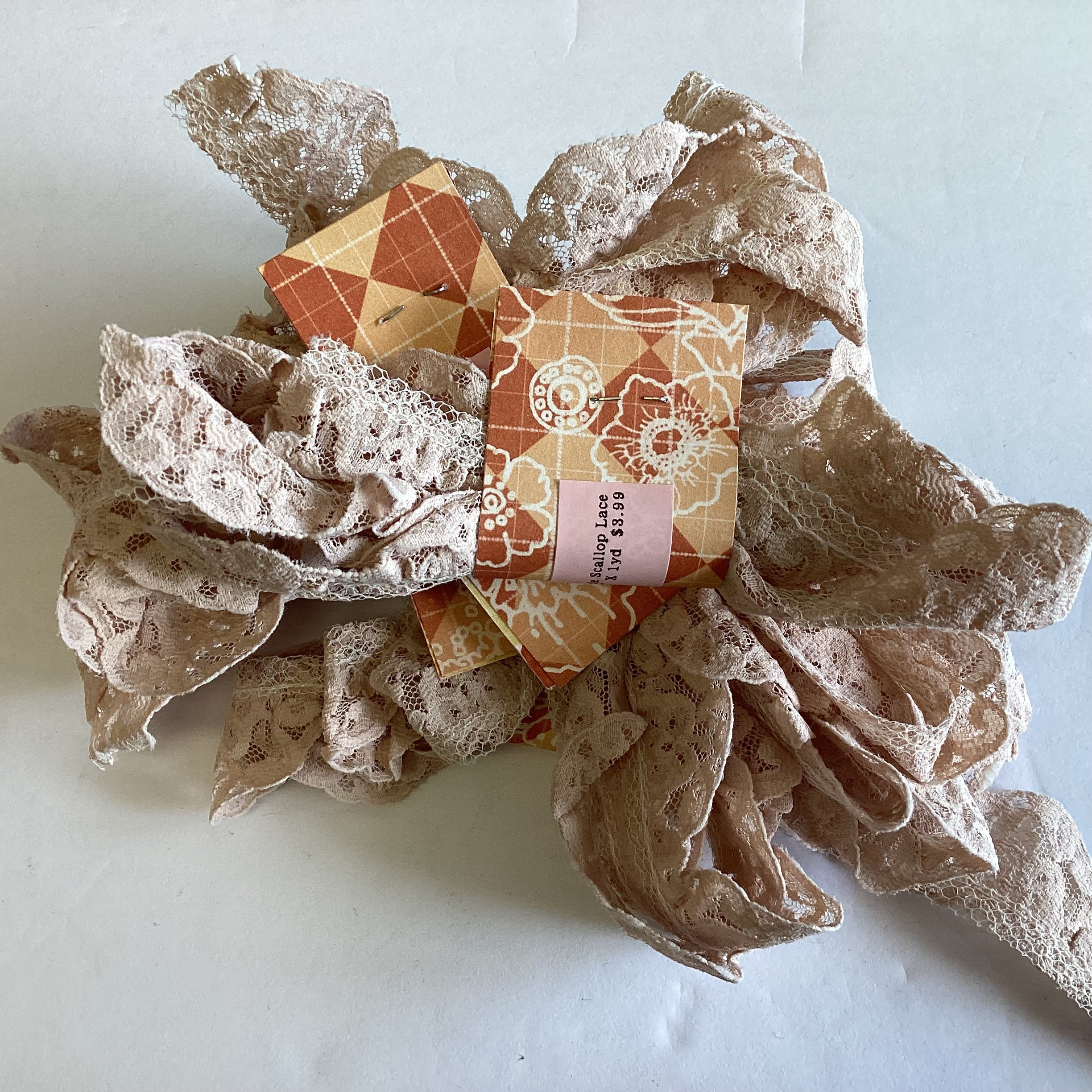 4066D893-729C-4BF9-A139-BCF114377E4F Scrapbooksrus Vintage NUDE SCALLOP LACE Ribbon Trim 1.25”X1yd - Image 1