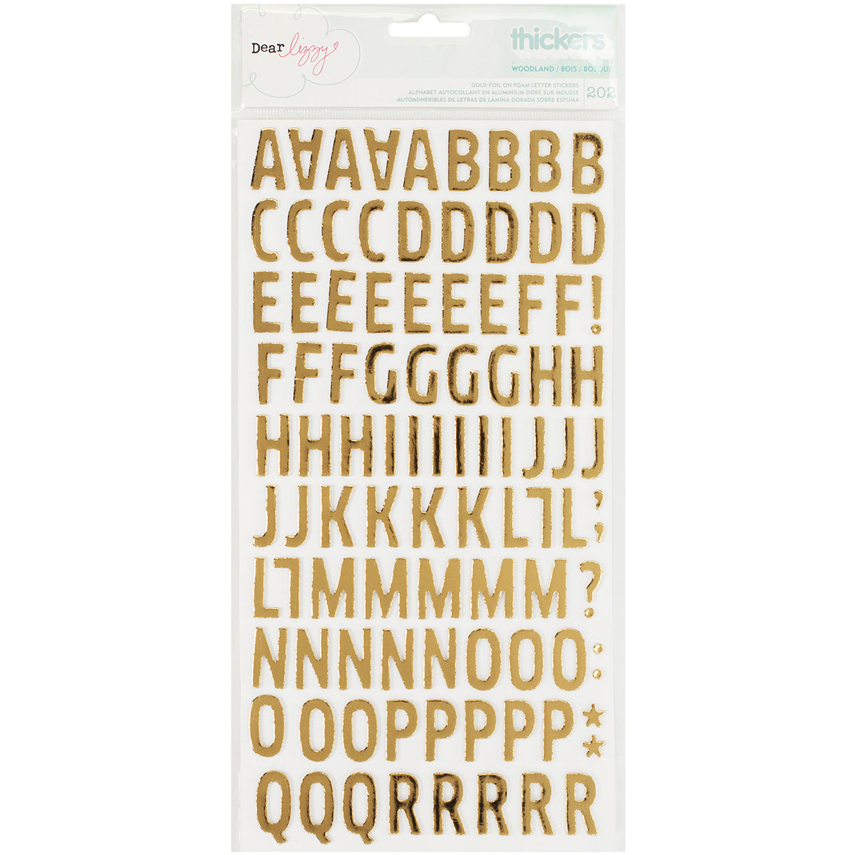 407883PK-IT-IM THICKERS Dear Lizzy Fine Dandy WOODLAND Gold Foil Foam Letter Stickers - Image 1