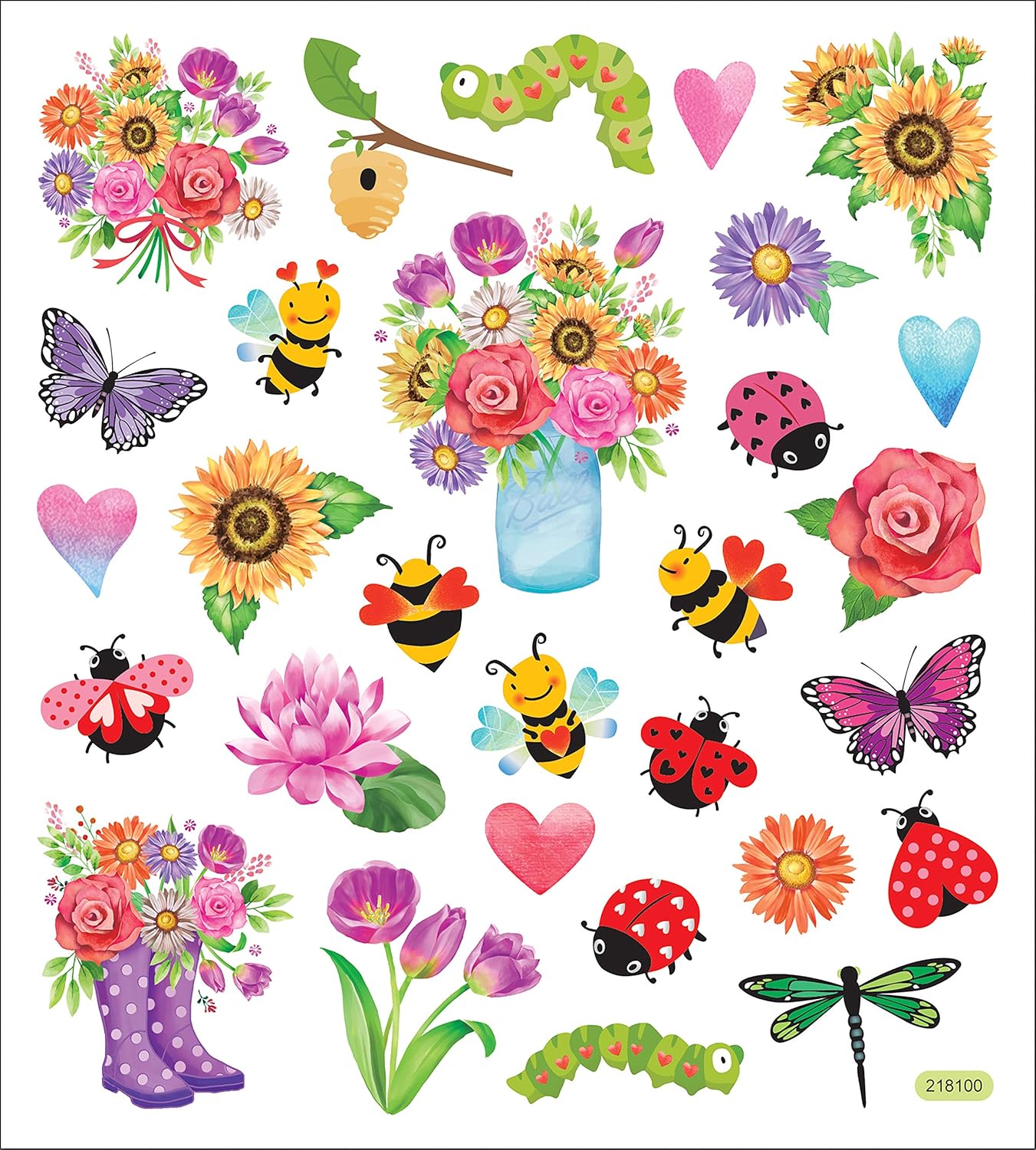 4078D1D5-F0B2-4EEE-923F-7F204E0906F4 Sticker King SPRING FLOWERS & BUGS Stickers 30pc - Image 1