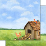 Scrapbook Customs CHICKEN DS Watercolor 12"X12" Scrapbook Paper