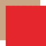 Echo Park Winnie the Pooh Christmas RED TAN Solids 12X12 Scrapbook Paper
