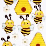 Little Birdie BEE COLONY RESIN Stickers Handmade Embellishments 19pc