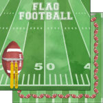 Scrapbook Customs FLAG FOOTBALL WATERCOLOR 12”X12” Scrapbook Paper