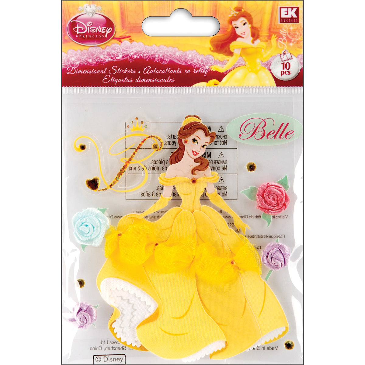 448832PK Disney Ek Success BELLE Princess Dimensional Stickers 10pc - Image 1