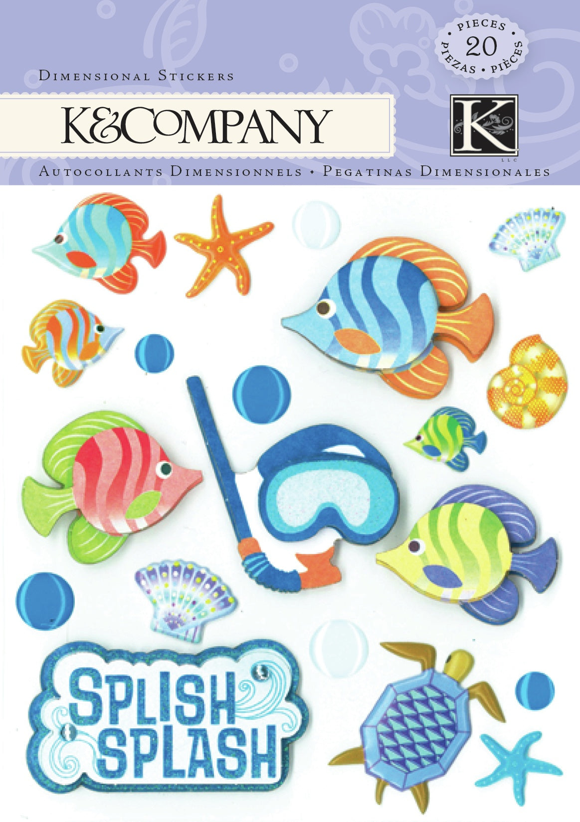452166PK K&Company SPLISH SPLASH Dimensional Stickers 20pc - Image 1
