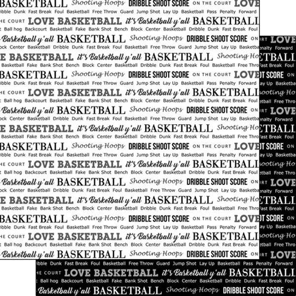 45358F10-D147-4E8F-9F29-A128EE2678CF Scrapbook Customs BASKETBALL 2 12X12 Scrapbook Sheet - Image 1