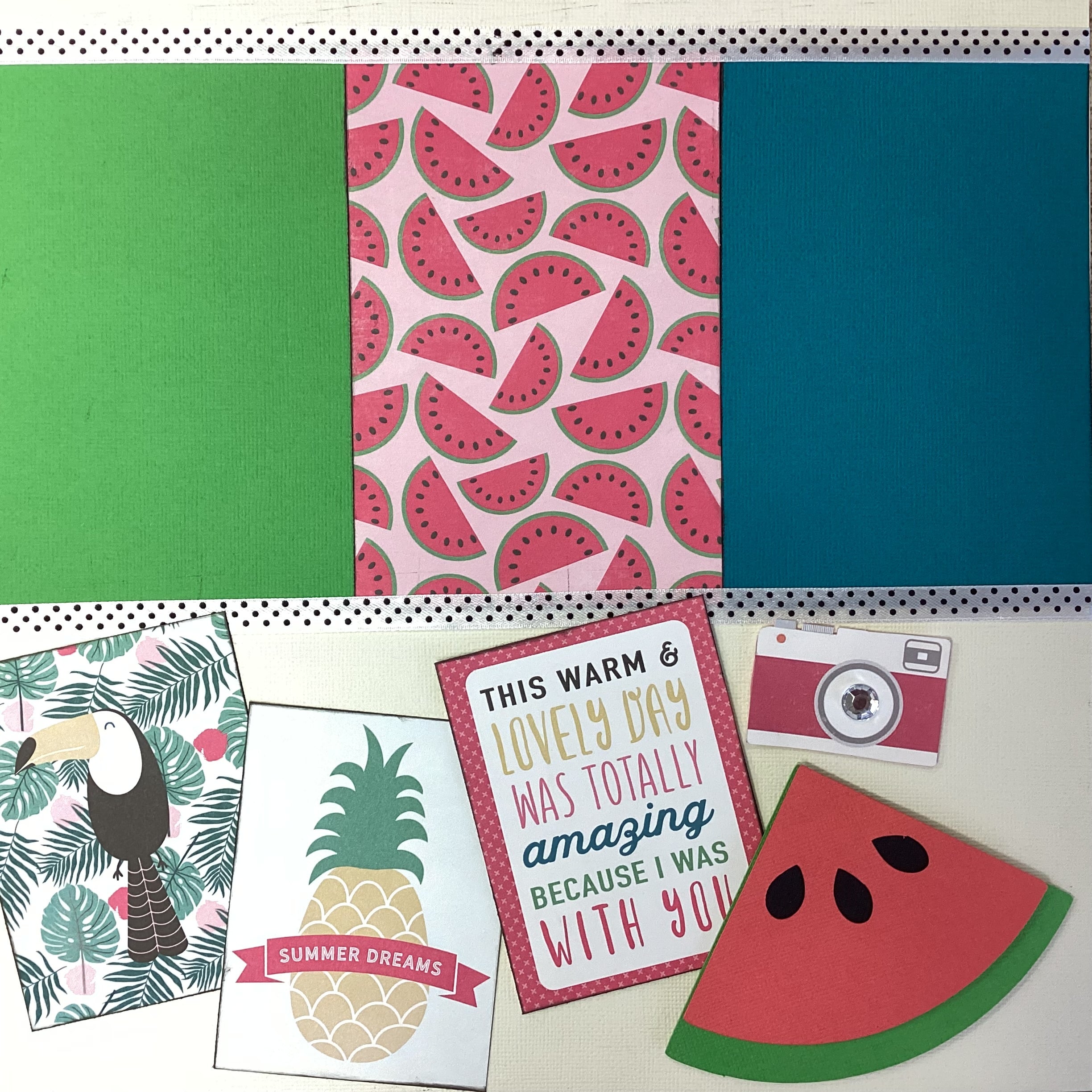 464A6FA4-B901-431B-BE78-6C09B5B51102 Premade WARM SUNNY MOMENTS 12"X12" (2) Scrapbook Pages - Image 1