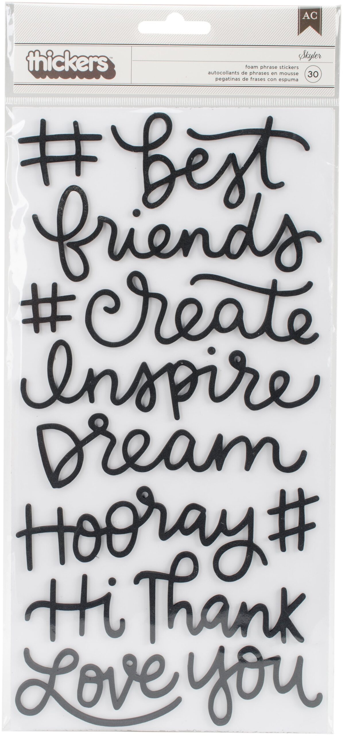 498705PK Thickers Pebbles Girl Squad SKYLER Black Foam Phrase Stickers - Image 1