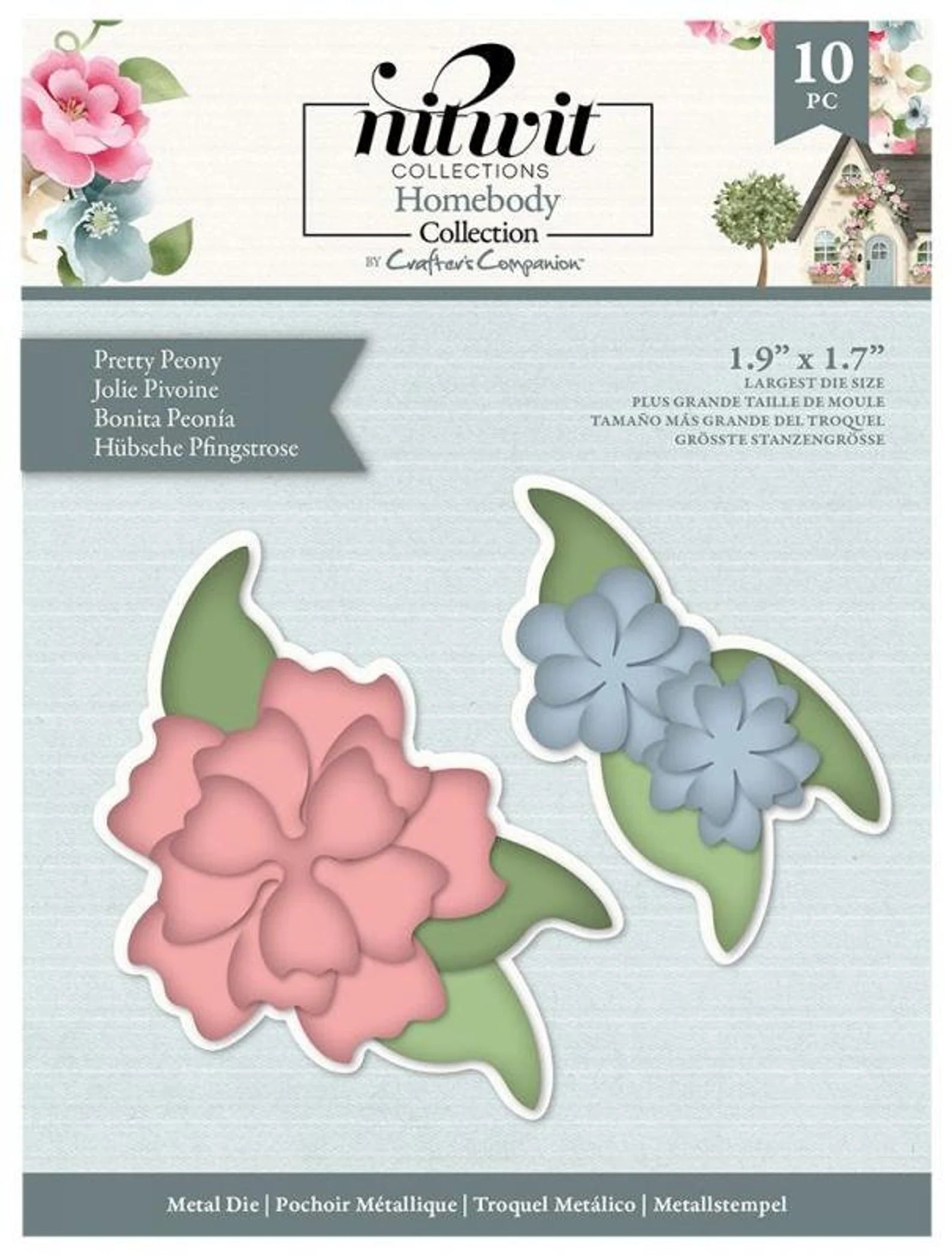 4A5FDCEA-8FD8-4ABF-8B35-6D48D66804C2 Nitwit Homebody PRETTY PEONY Metal Die 10pc - Image 1