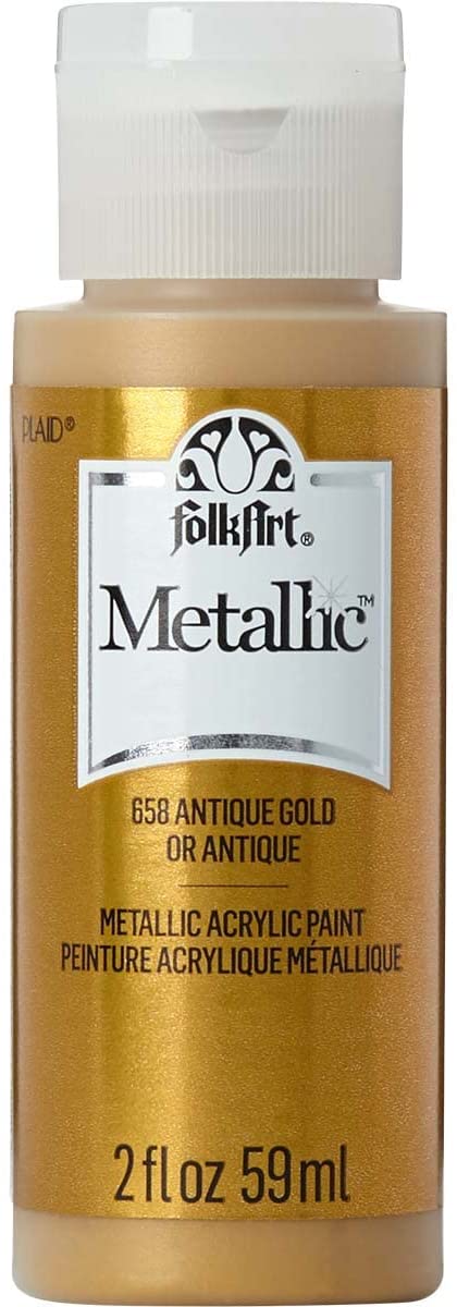 4A7A8236-3D8E-4292-AE2C-60225D92639E FolkArt Metallic ANTIQUE GOLD Acrylic Paint 2oz - Image 1