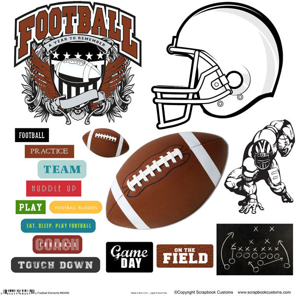 4AE22C46-81AB-4FF0-8BC3-92399A69F0E3 Scrapbook Customs FOOTBALL ELEMENTS CUT OUTS 17pc - Image 1