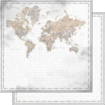 Scrapbook Customs WORLD MAP WATERCOLOR 12”X12” Scrapbook Paper