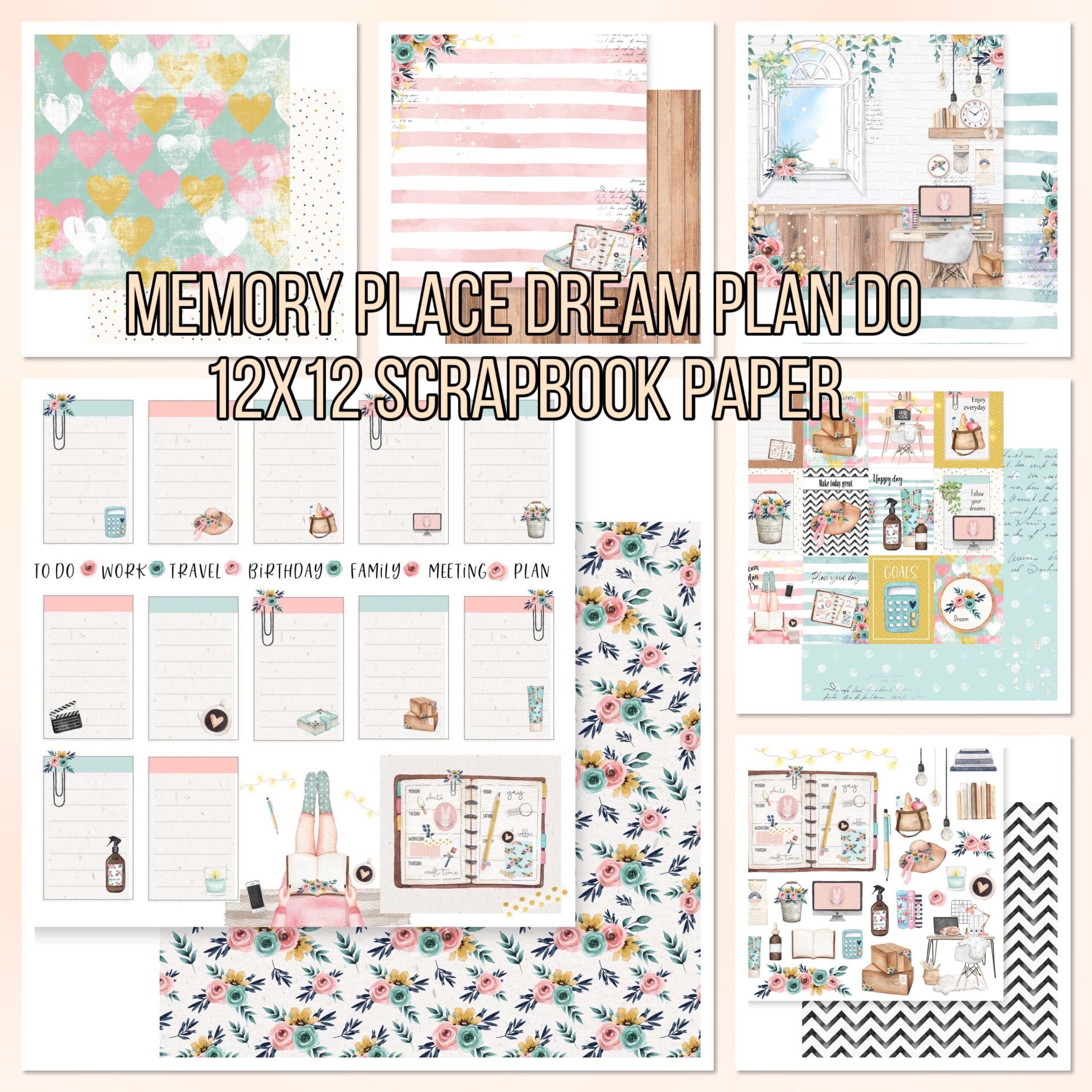 4E91144A-1CD0-4FFF-BEC2-6879352FE3BD Memory Place DREAM PLAN DO 12X12 Scrapbook Paper - Image 1