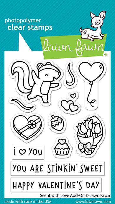 4F4687D4-098E-44D9-BFD8-8804AEB8F180 Lawn Fawn SCENT WITH LOVE ADD-ON Clear Stamps 4"X3" 12pc - Image 1
