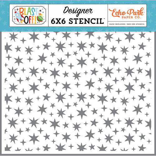 50141AA9-E4AD-4C8A-8593-6AD56C98A39A Echo Park BLAST OFF Stencil 6"X6" - Image 1