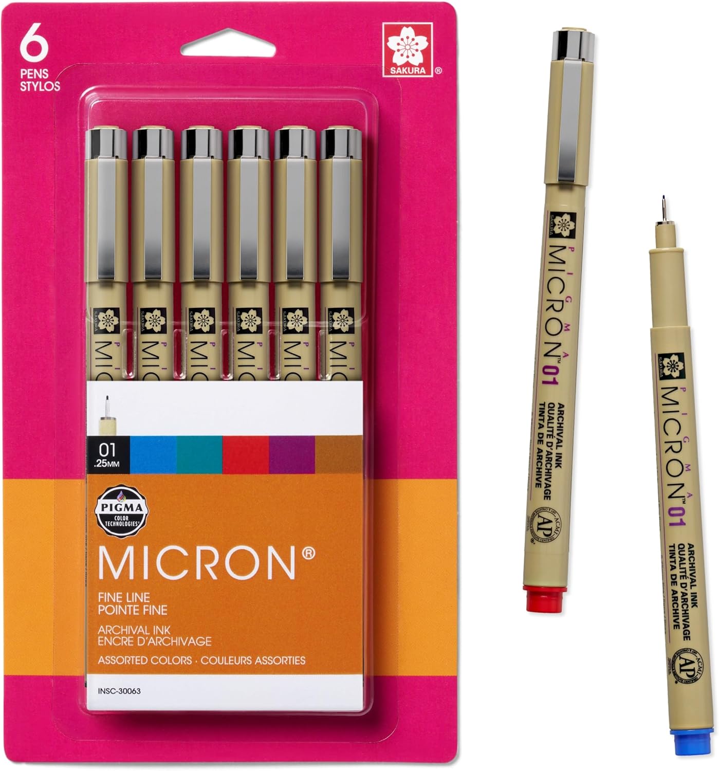50F0E644-F3C0-4D23-B84C-47CDC969CAC9 Micron ASSORTED COLORS Archival Ink .25MM 6pc - Image 1