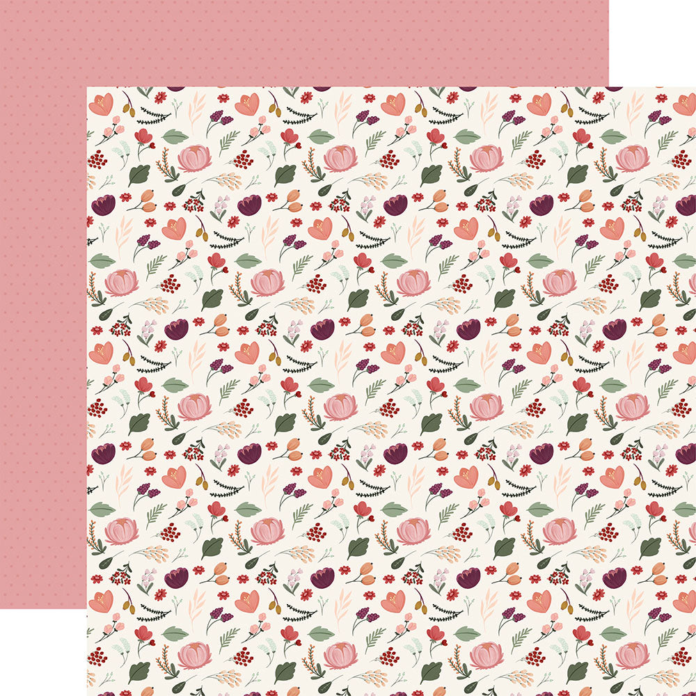516F3595-F004-4536-852D-A282E205820C Carta Bella Wine FEELING FINE FLORAL 12"X12" Scrapbook Paper - Image 1