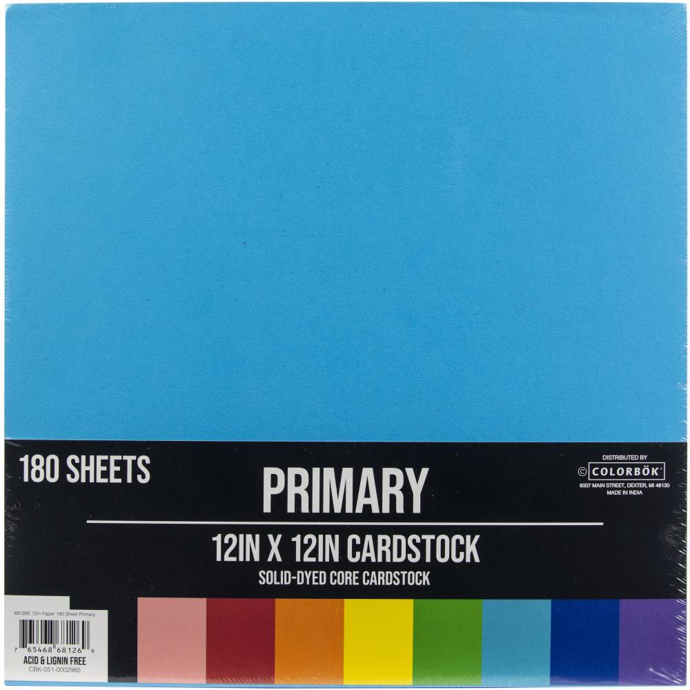 53458211-6705-40A9-B4E1-0E65D48DC41C Colorbok PRIMARY 12”X12” Cardstock 180 Sheets - Image 1
