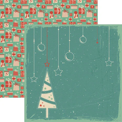 53538032-AF37-4355-A8A0-E00BD13568D8 Reminisce Vintage Christmas CHRISTMAS TREE TOO 12"X12" Scrapbook Paper - Image 1