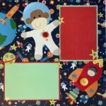Premade SPACE MONKEY 12"X12" Scrapbook Page