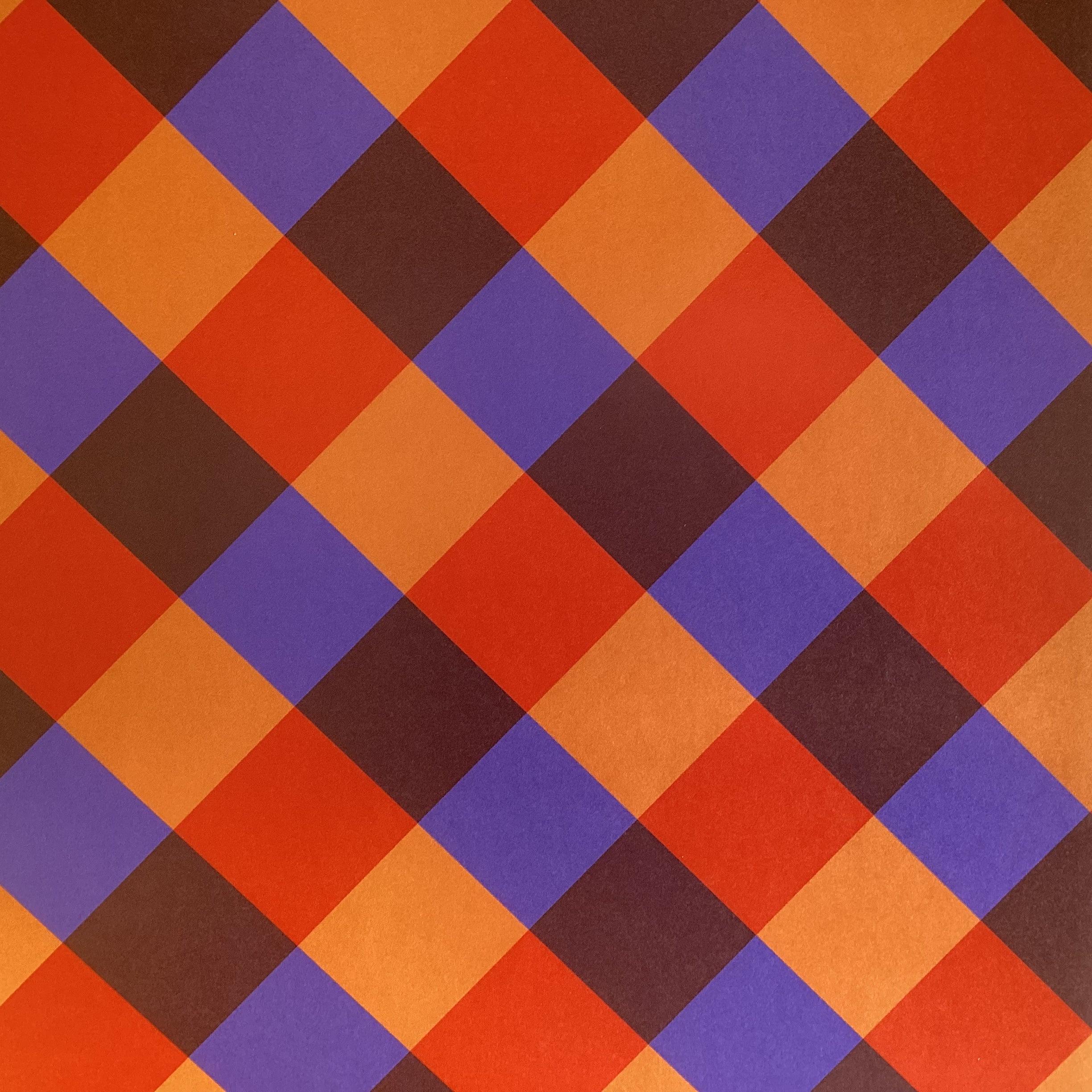 543E8C75-8519-48FD-A0E8-AEE8ECC4441D BIG PLAID Purple Orange 12”X12” Scrapbook Paper - Image 1