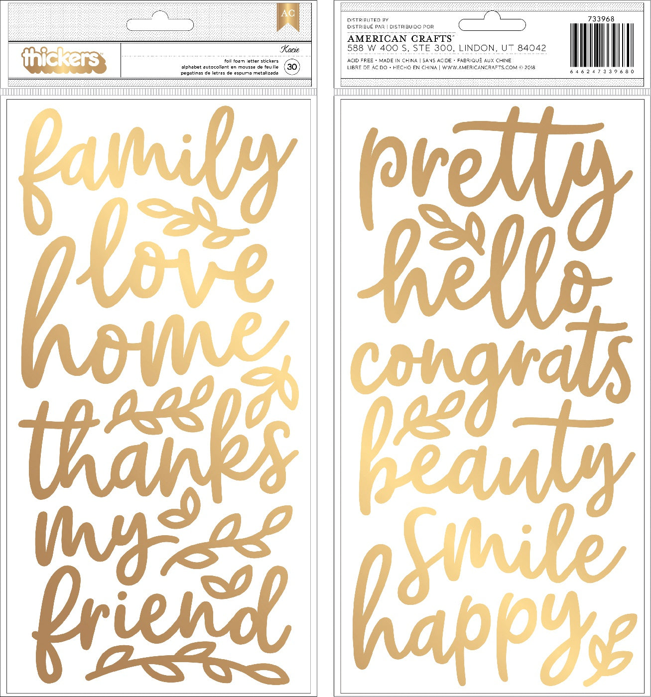 546554PK-IT-IM Thickers KACIE Along the Way Gold Foil Foam Phrase Stickers - Image 1