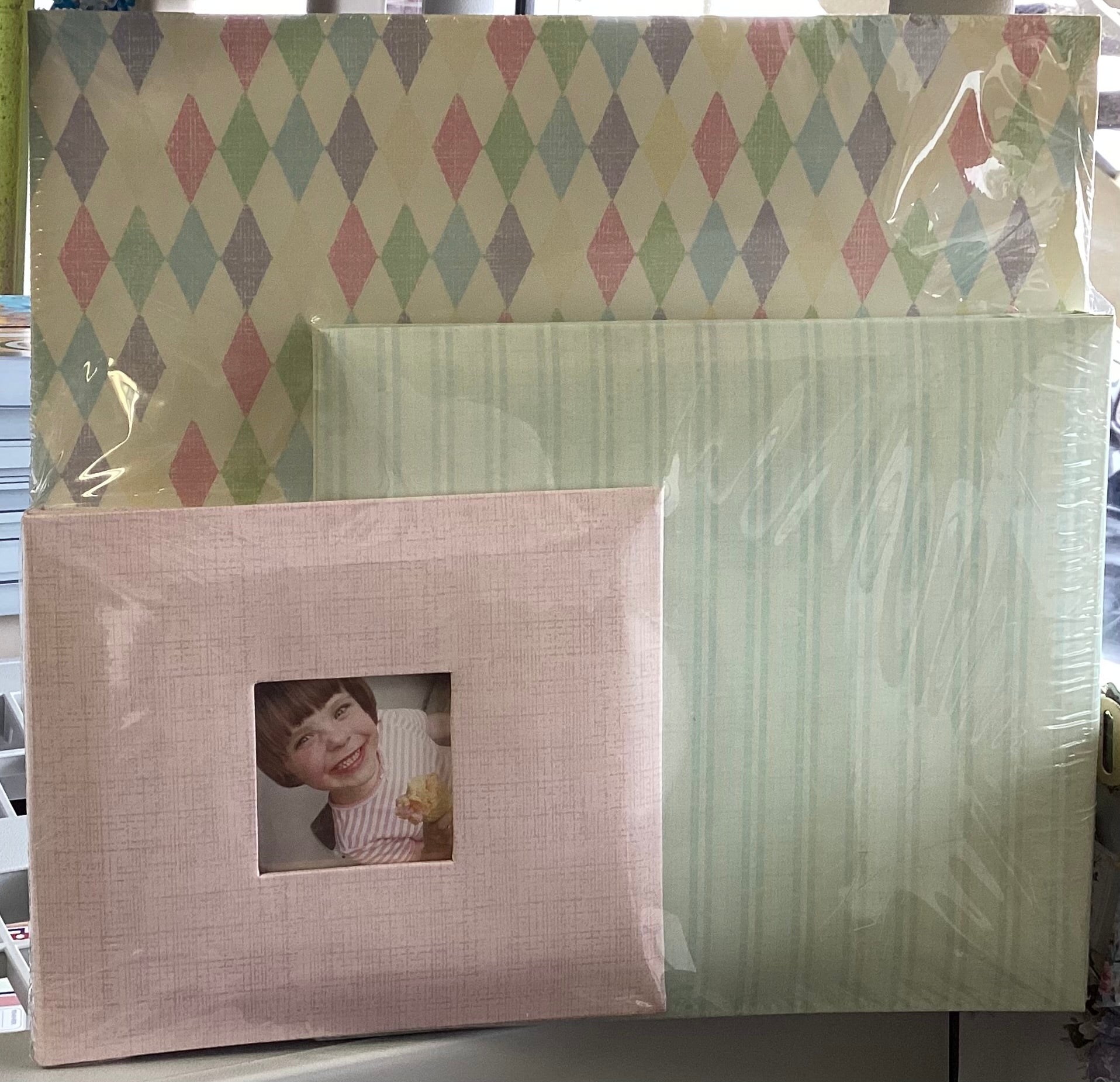 54B74E43-E938-4D53-A847-81F79534F14C Scrapbooksrus PASTEL 3 ALBUM SET 12X12 & 8X8 & 6X6 Postbound Scrapbooks - Image 1