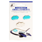 Little Birdie AEROPLANE RIDE RESIN Stickers Handmade Embellishments 4pc