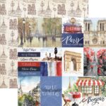 Paper House PARIS WATERCOLOR TAG 12X12 Scrapbook Paper