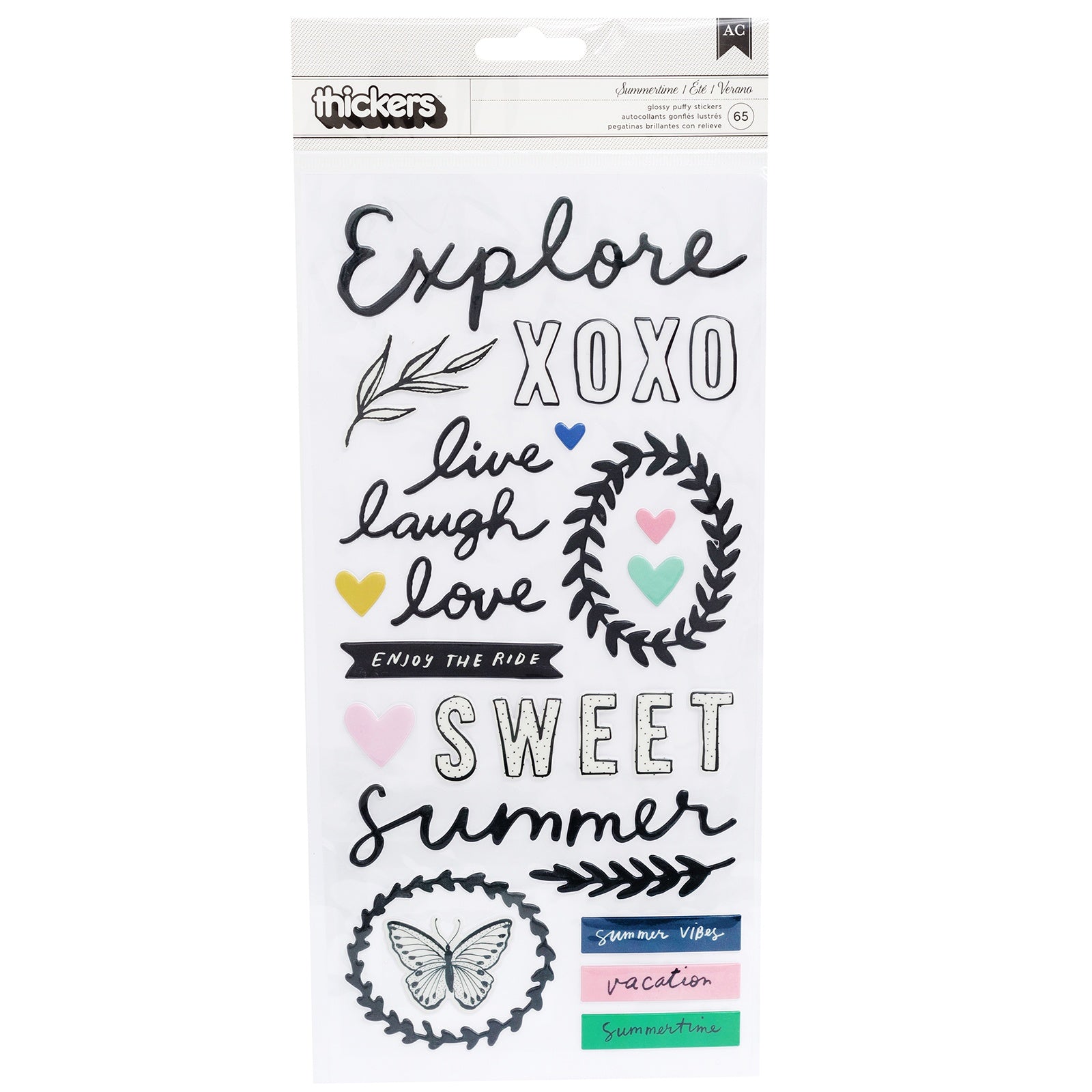 565883PK Thickers Maggie Holmes Sunny Days SUMMERTIME Glossy Puffy Stickers 65pc - Image 1