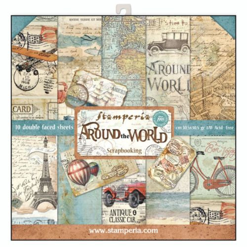 578EC3A6-6CC3-4DD7-9525-400E0D1911D3 Stamperia AROUND THE WORLD 12"X12" Travel Paper Pad - Image 1