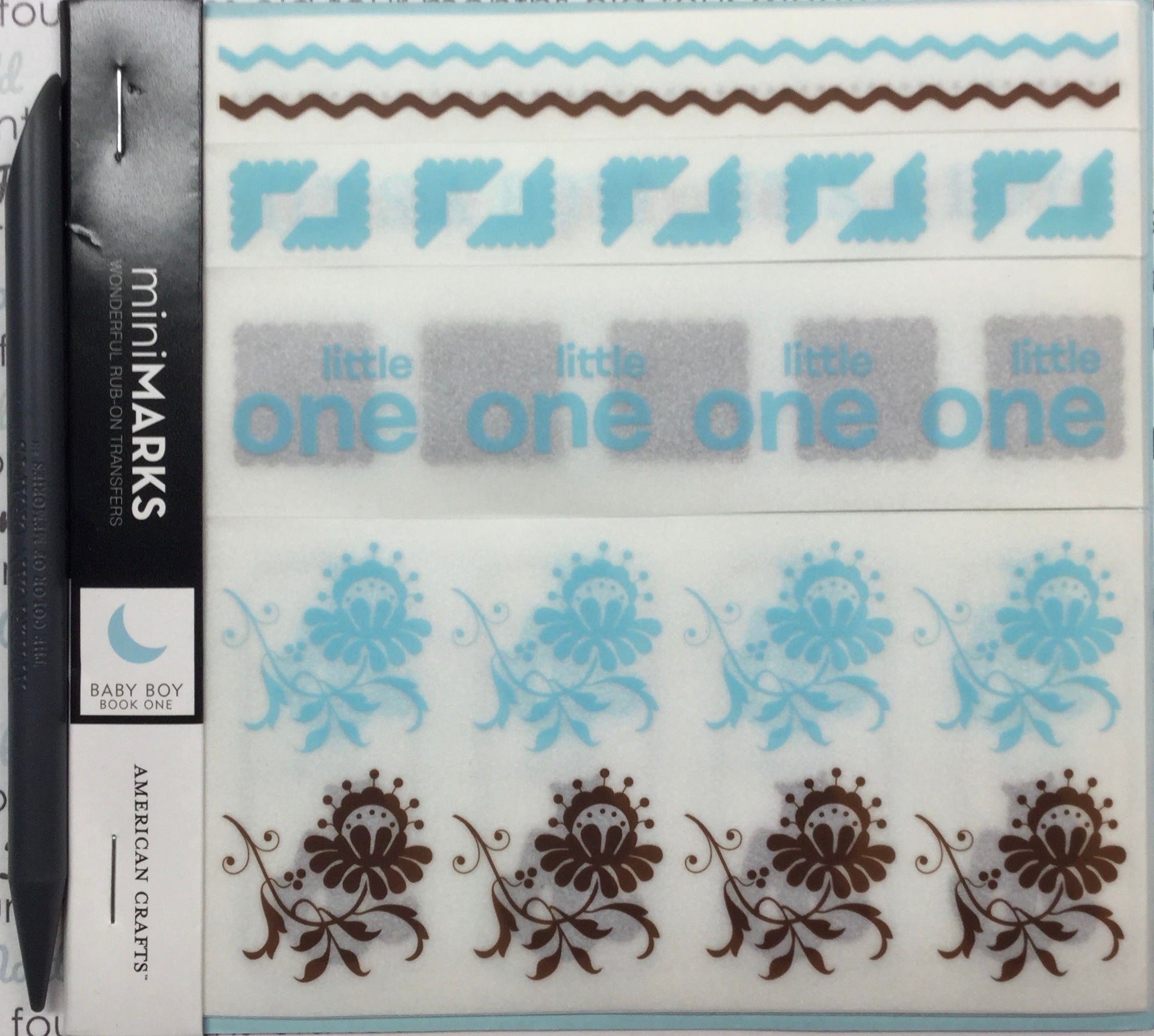 59BF1849-D490-4B03-9F82-D1F5B0338250 American Crafts BABY BOY BOOK ONE Rub-Ons - Image 1