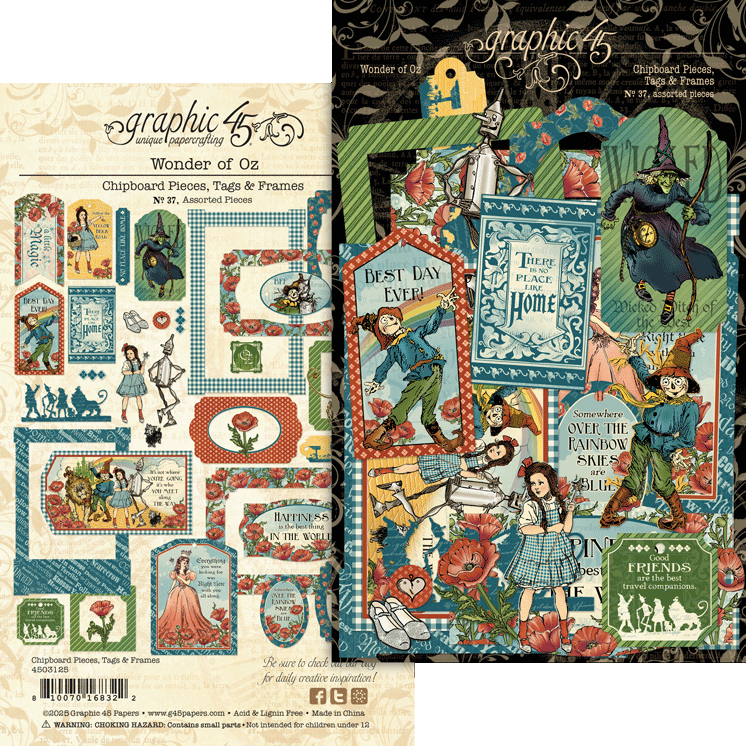 5E763BEE-14AC-4C0F-99CD-0DCA72396773 Graphic 45 WONDER OF OZ Chipboard Pieces Tags & Frames - Image 1