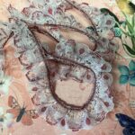 Scrapbooksrus Vintage Lace MAROON & WHITE SCALLOP BELL Ribbon Trim 1.25”X3ft