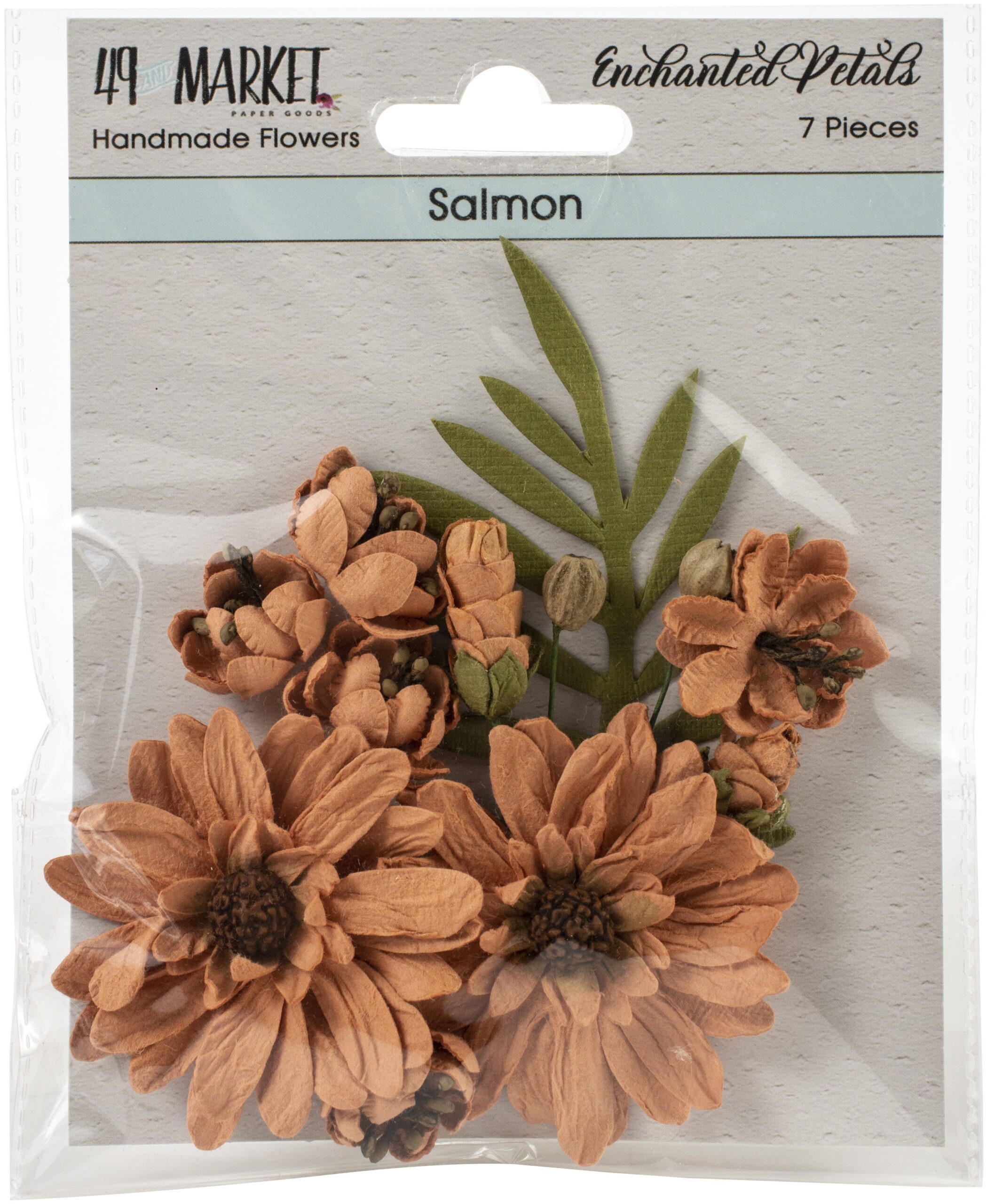 610602PK 49 and Market ENCHANTED PETALS SALMON Handmade Paper Flowers 7pc - Image 1
