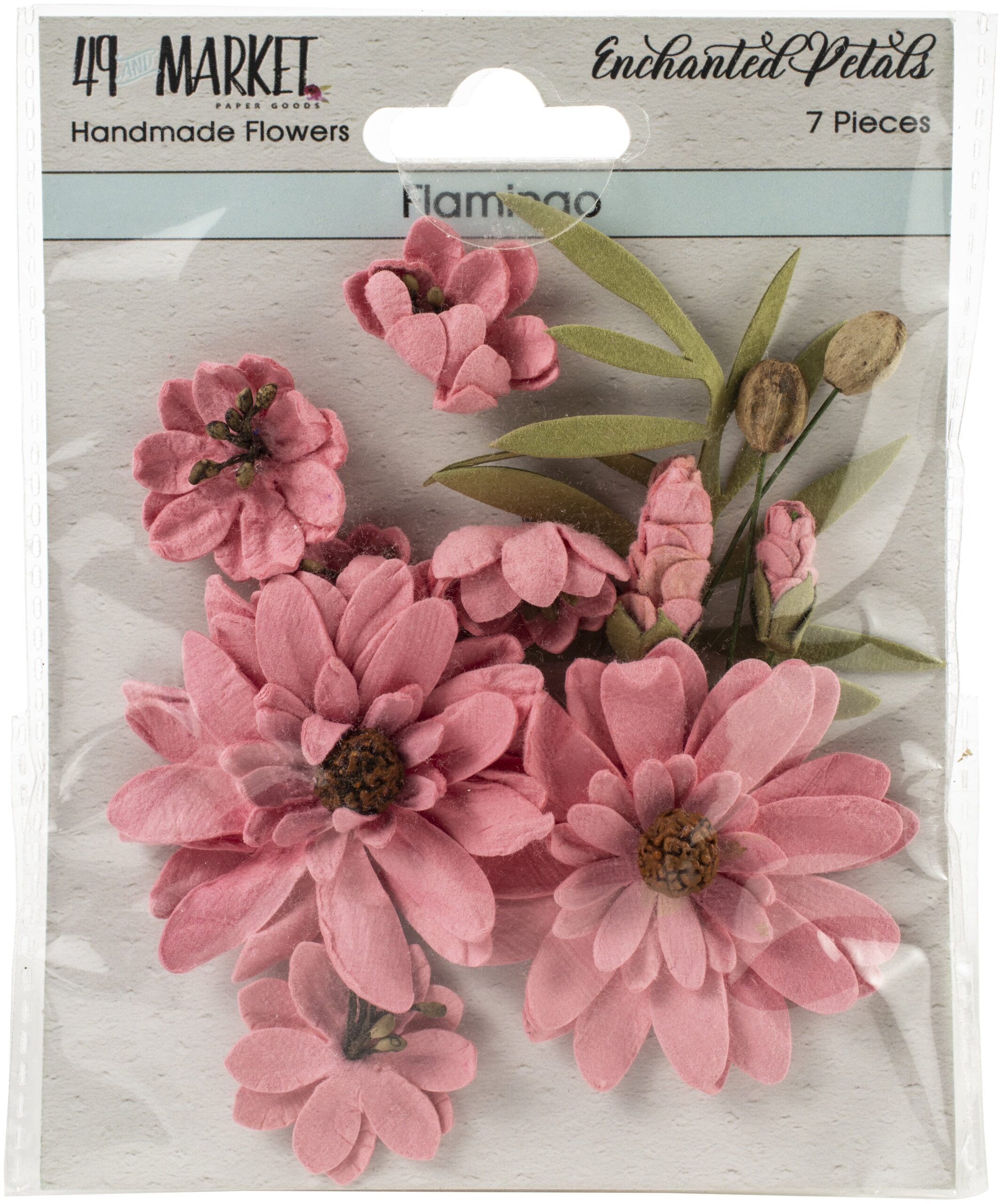 610605PK 49 and Market ENCHANTED PETALS FLAMINGO Handmade Paper Flowers 7pc - Image 1
