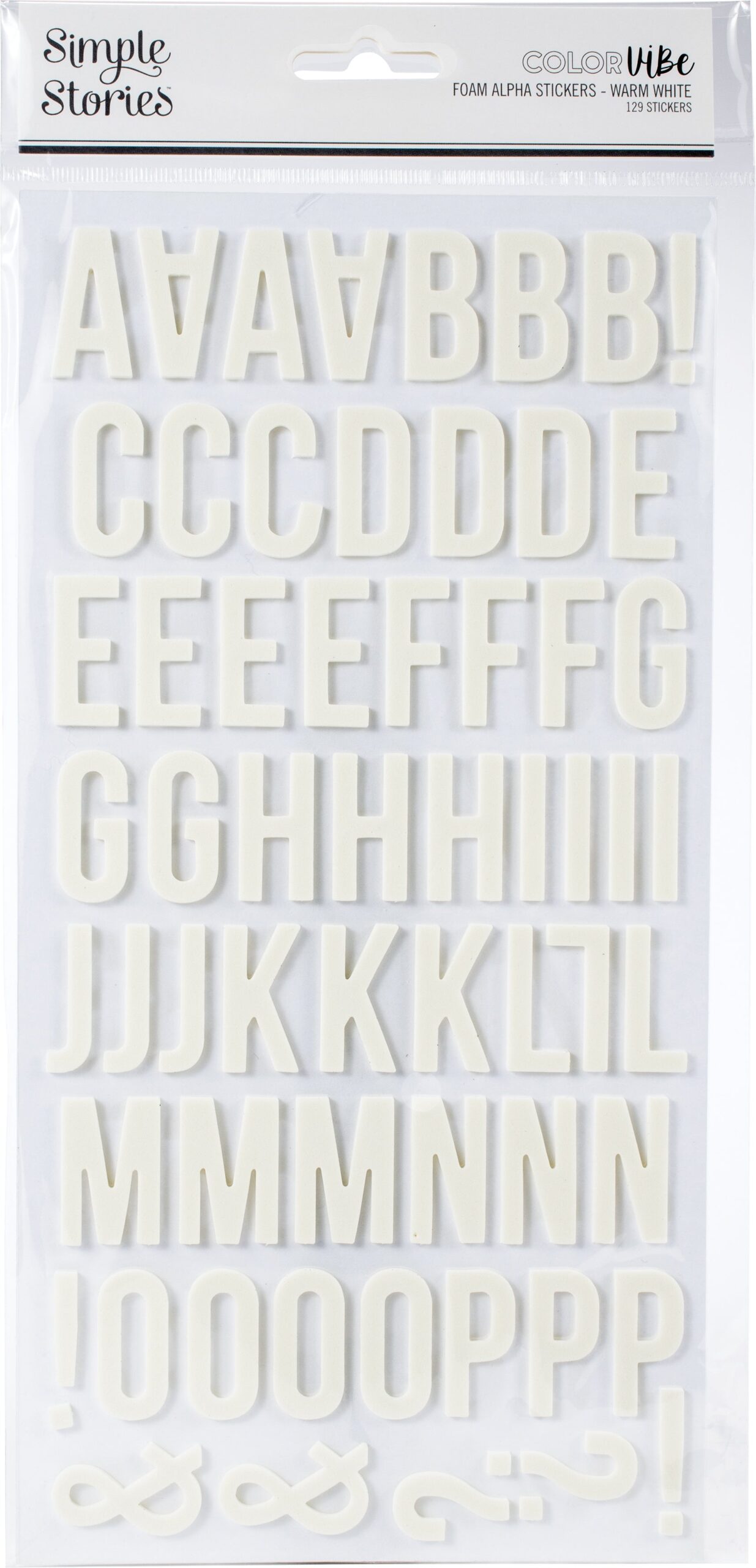 620130PK Simple Stories COLOR VIBE WARM WHITE Foam Alpha Letter Stickers - Image 1