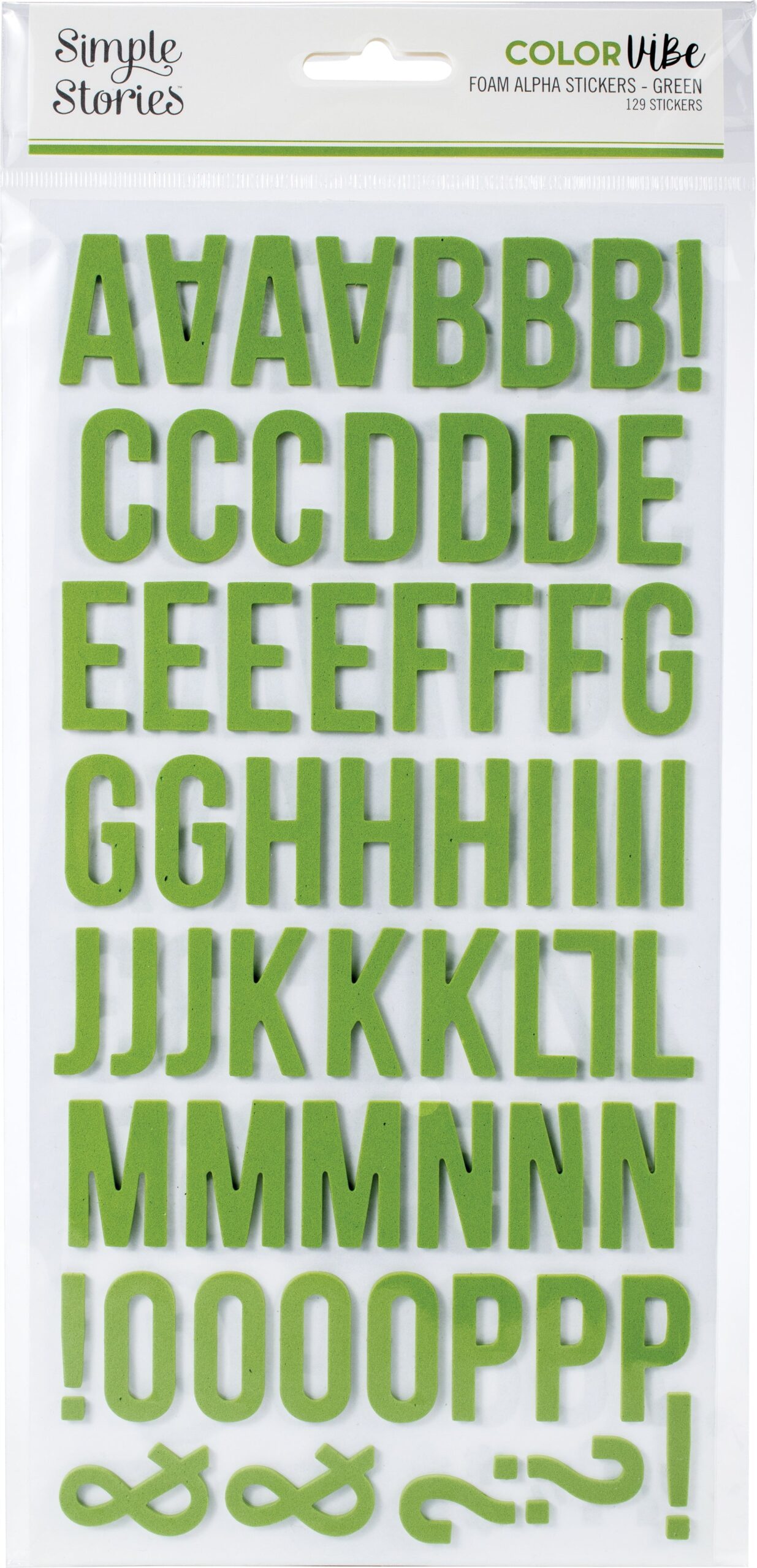 620136PK Simple Stories COLOR VIBE GREEN Foam Alpha Letter Stickers - Image 1
