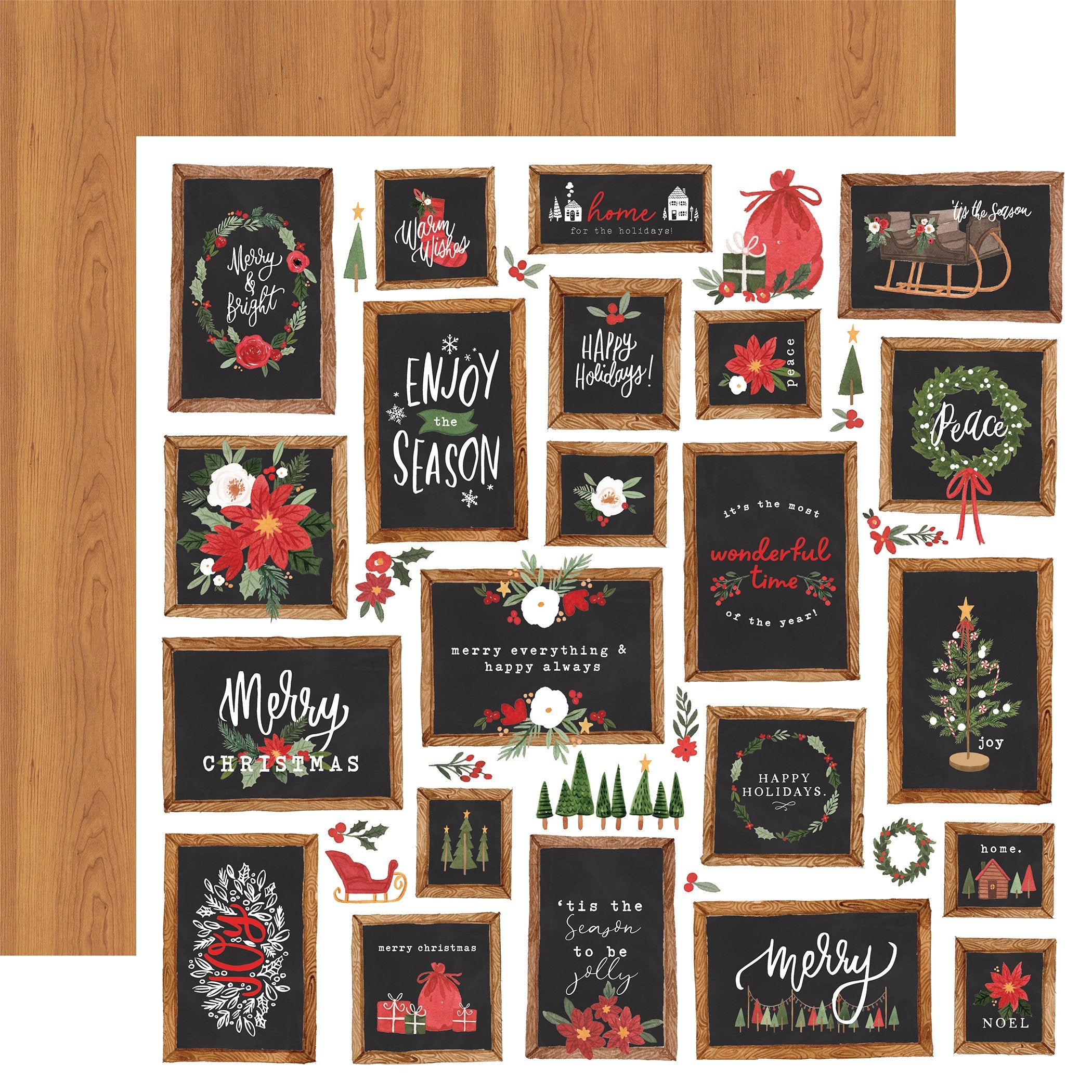 63C05F07-4FFB-4431-9187-1F888C389A80 Carta Bella Happy Christmas CHRISTMAS SIGNS 12"x12" Paper - Image 1